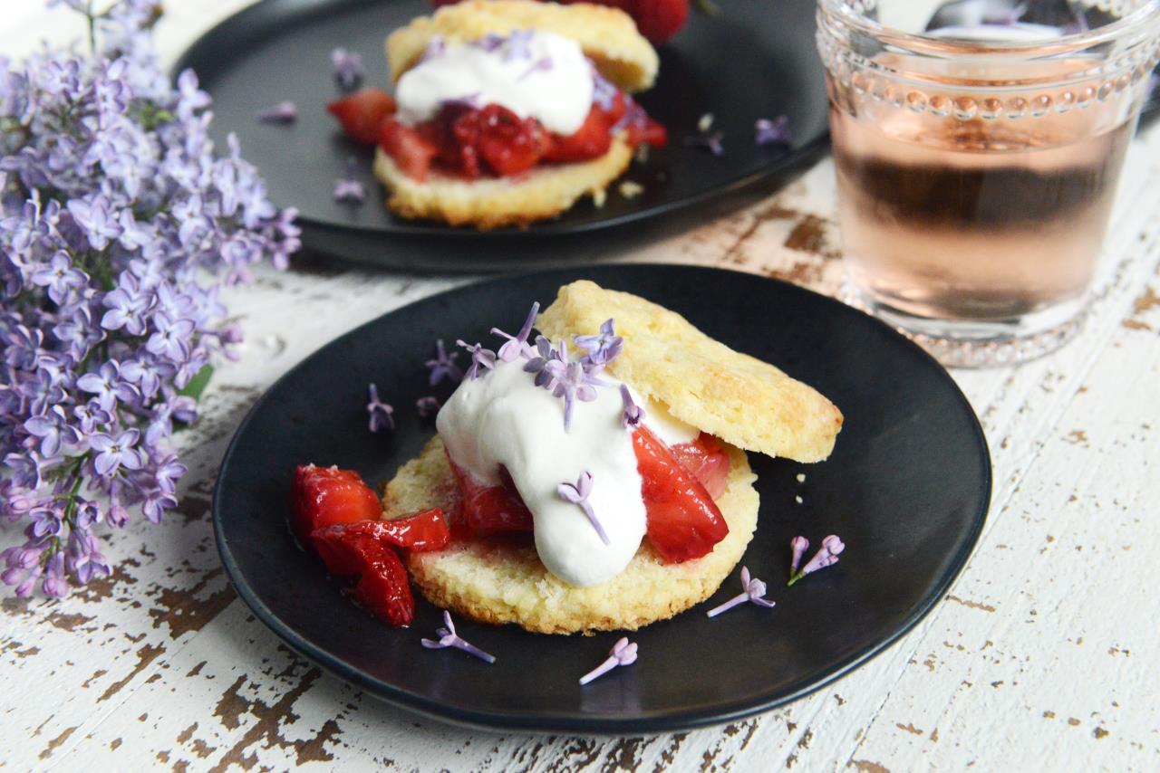 Lilac Sugar Strawberry Shortcakes